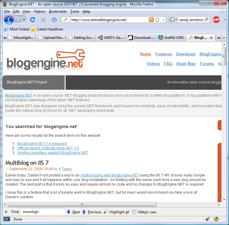 BlogEngine.NET screenshot, click to open larger image