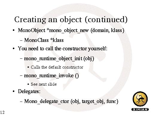 Creating an object (continued)